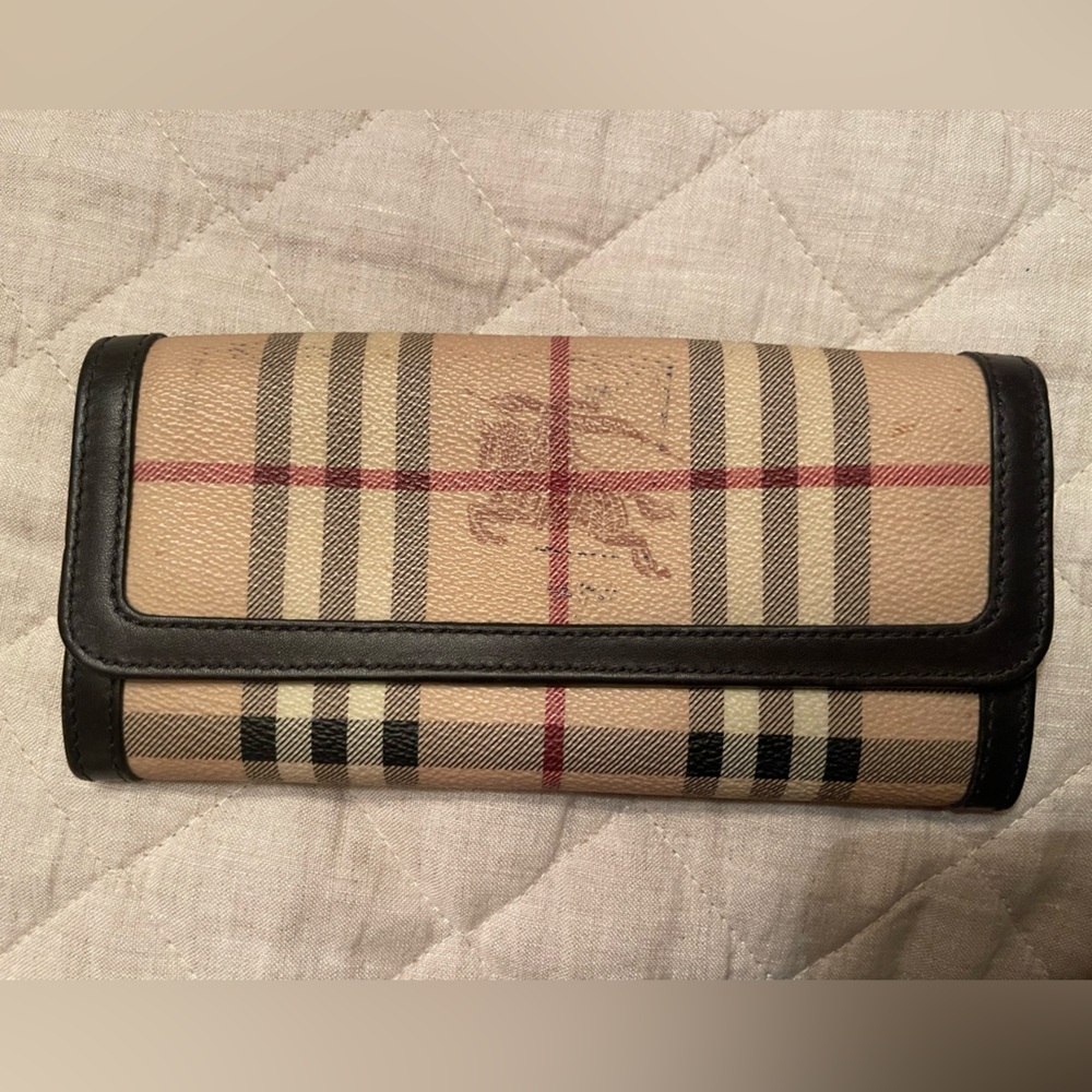 Burberry Check and Leather Wallet